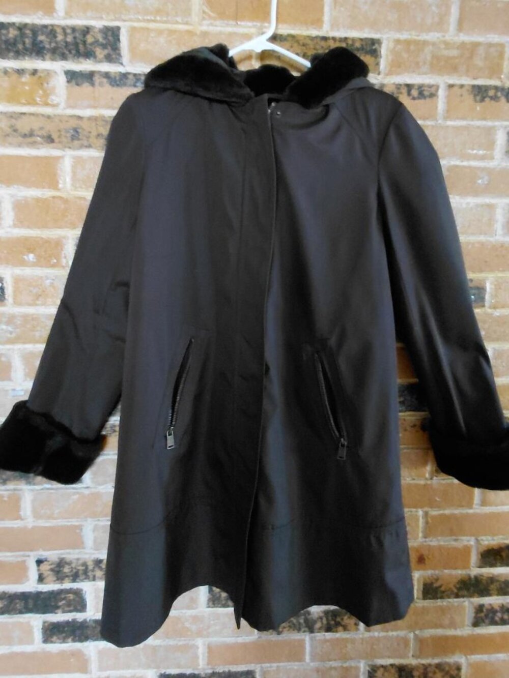 Andrew Marc NY  Brown Hooded Faux Fur Lined Coat